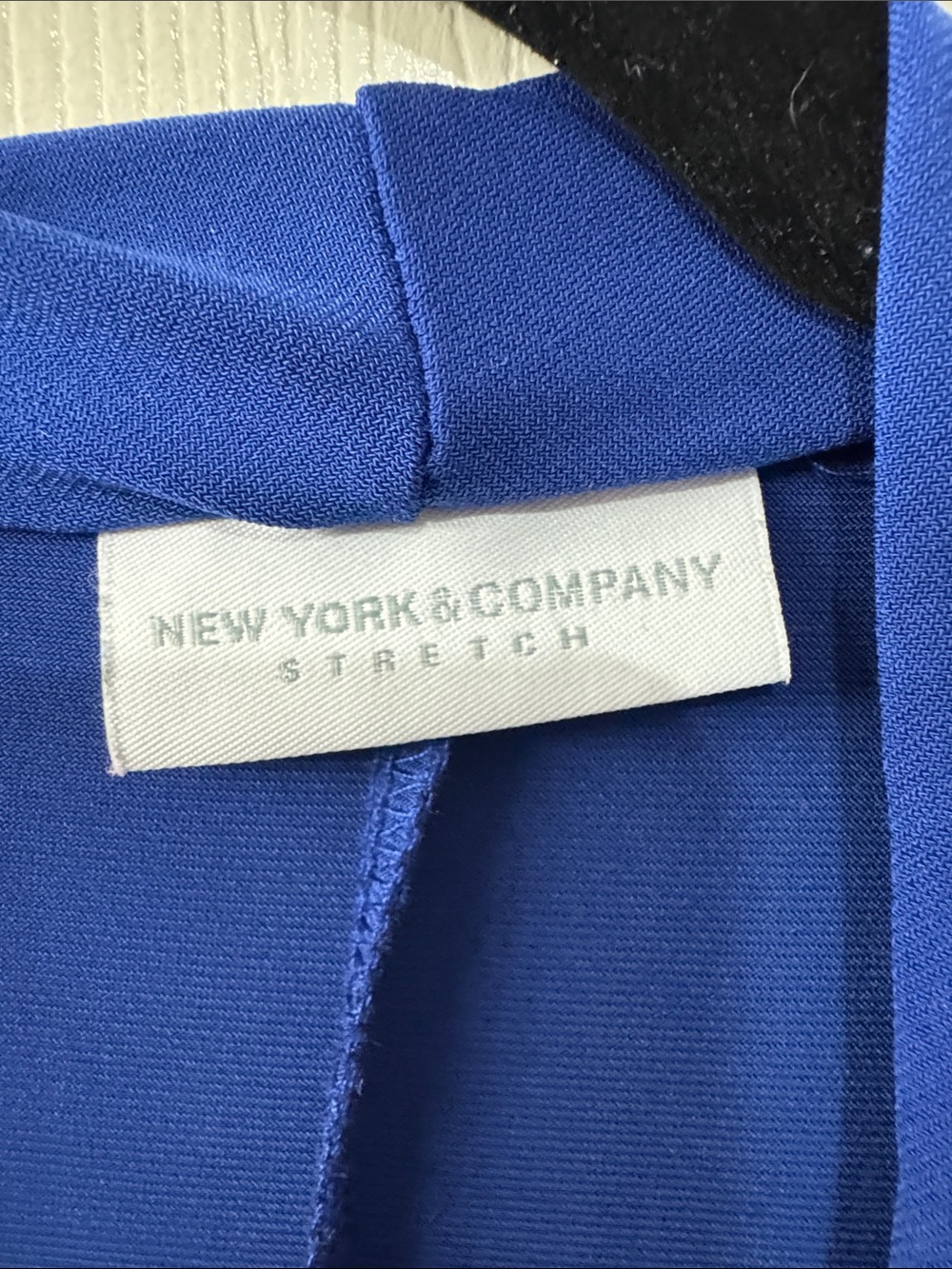 New York & Company Royal Blue Dressy Long Sleeve Jumpsuit Tie Back XS - Picture 2 of 7